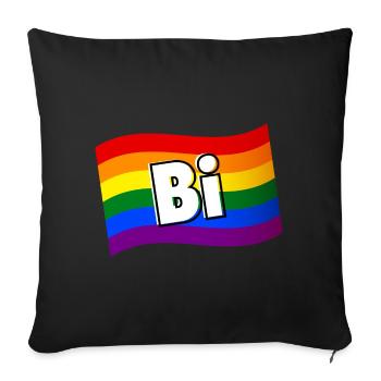 Bisexual Pride bi et fier drapeau arc-en-ciel LGBT - Housse de coussin décorative 45 x 45 cm - noir - Devant