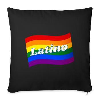 Gay Pride Latino Latina drapeau arc-en-ciel FIERTÉ LGBTQ - Housse de coussin décorative 45 x 45 cm - noir - Devant