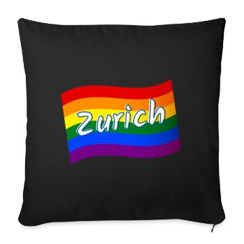 Gay Pride Zurich Suisse drapeau arc-en-ciel LGBTQ - Housse de coussin décorative 45 x 45 cm - noir - Devant