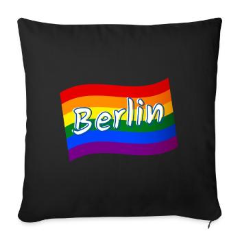 Gay Pride Berlin Deutschland Regenbogenflagge LGBT LGBTQ - Sofakissenbezug 45 x 45 cm - Schwarz - Vorne