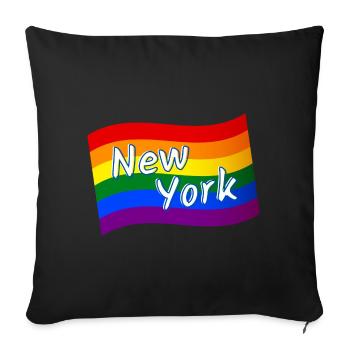 Gay Pride New York drapeau arc-en-ciel LGBT LGBTQ pride - Housse de coussin décorative 45 x 45 cm - noir - Devant