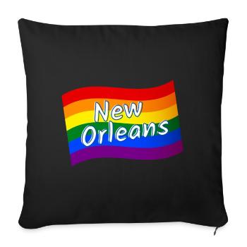 Gay Pride New Orleans rainbow flag LGBT LGBTQ - Sofa pillowcase 17,3'' x 17,3'' (45 x 45 cm) - black - Front