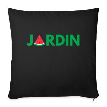 JARDIN logo pastèque vert été soleil fruit - Housse de coussin décorative 45 x 45 cm - noir - Devant