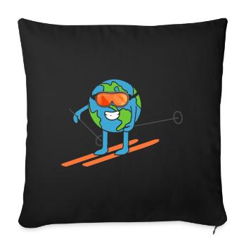 Earth skis Skiing Earth Day - Sofa pillowcase 17,3'' x 17,3'' (45 x 45 cm) - black - Front