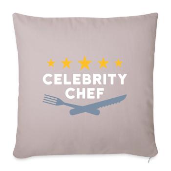 Chef célèbre (cinq étoiles, fourchette, couteau) - Housse de coussin décorative 45 x 45 cm - taupe clair - Devant