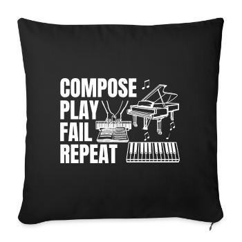 Composing Play Fail Repeat - Sofa pillowcase 17,3'' x 17,3'' (45 x 45 cm) - black - Front