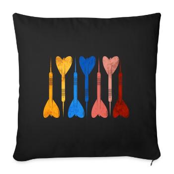 Lecteur de fléchettes rétro Dart - Housse de coussin décorative 45 x 45 cm - noir - Devant