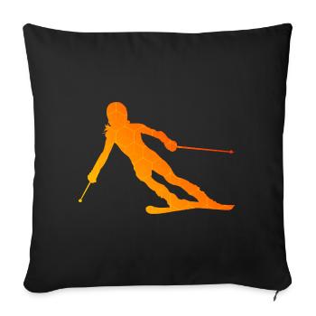 Ski Cascade Ski Skieurs Femmes Freestyle Skif - Housse de coussin décorative 45 x 45 cm - noir - Devant