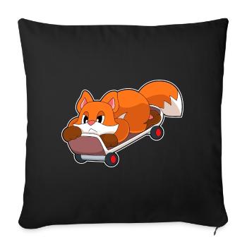 Fuchs Skater Skateboard - Housse de coussin décorative 45 x 45 cm - noir - Devant