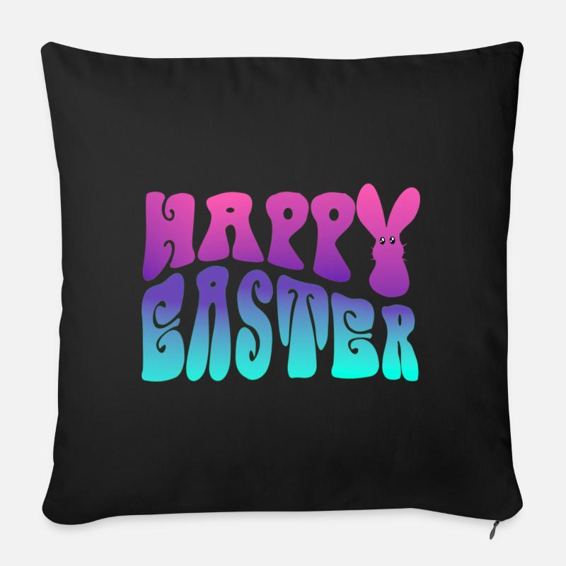 Happy Easter Schriftzug - Sofakissenbezug 45 x 45 cm - Schwarz