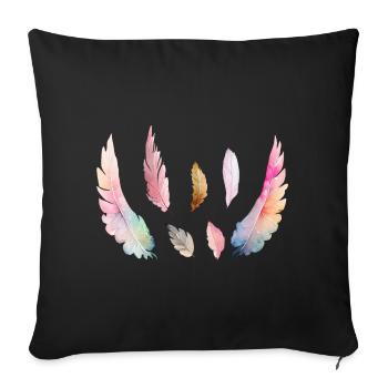 Coloured watercolour plumage - Sofa pillowcase 17,3'' x 17,3'' (45 x 45 cm) - black - Front