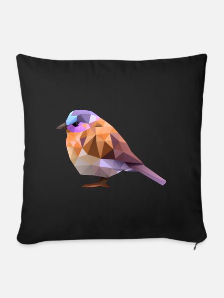 Polygon Vogel Design - Sofakissenbezug 45 x 45 cm - Schwarz