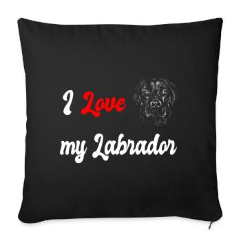 J'adore mon chien Labrador - Housse de coussin décorative 45 x 45 cm - noir - Devant