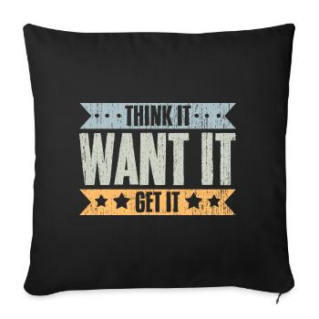 Think It Want It Get It Vintage Life Manifesting - Sofa pillowcase 17,3'' x 17,3'' (45 x 45 cm) - black - Front