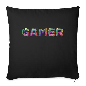 Gamer - Lettering - Sofa pillowcase 17,3'' x 17,3'' (45 x 45 cm) - black - Front