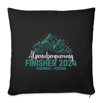 Alpenüberquerung 2024 Tegernsee Sterzing Pilgerweg - Sofakissenbezug 45 x 45 cm - Schwarz - Vorne