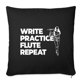 Pratiquer l’écriture, répéter la flûte - Housse de coussin décorative 45 x 45 cm - noir - Devant