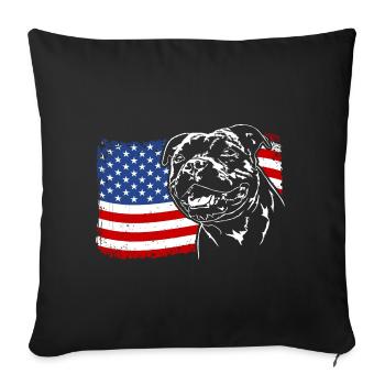 Staffordshire Bull Terrier America Flag Dogs - Sofa pillowcase 17,3'' x 17,3'' (45 x 45 cm) - black - Front