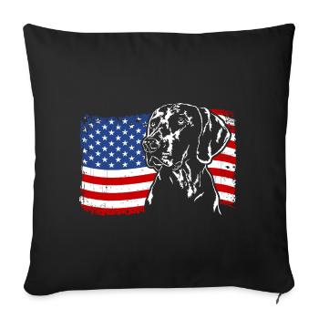Weimaraner Amérique Flag Chiens Chiens de chasse Wilsigns - Housse de coussin décorative 45 x 45 cm - noir - Devant
