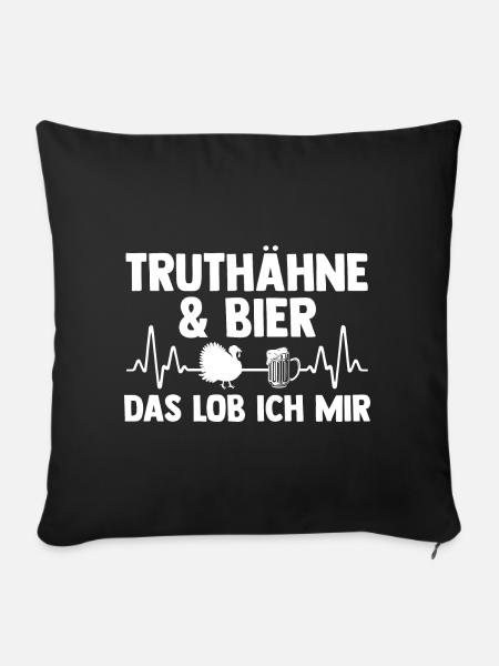 Bier Truthuhn Truthahn - Sofakissenbezug 45 x 45 cm - Schwarz