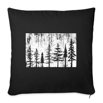 Silhouette Forêt Monochrome - Housse de coussin décorative 45 x 45 cm - noir - Devant