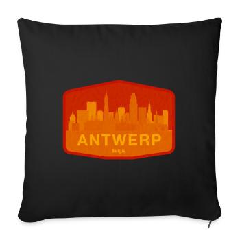 Orange chaud de la Skyline d’Anvers - Housse de coussin décorative 45 x 45 cm - noir - Devant