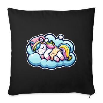 Licorne Licorne dormant sur un nuage moelleux - Housse de coussin décorative 45 x 45 cm - noir - Devant