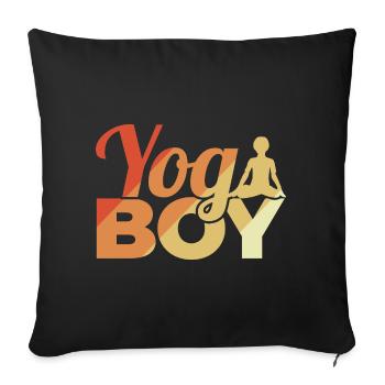 Funny Yoga Boy - Sofa pillowcase 17,3'' x 17,3'' (45 x 45 cm) - black - Front