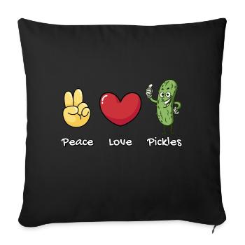 Peace, Love Pickles Retro Vintage Pickles Lover - Sofa pillowcase 17,3'' x 17,3'' (45 x 45 cm) - black - Front