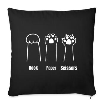 Jeu Pattes De Chat Pierre Papier Ciseaux Chat Maman - Housse de coussin décorative 45 x 45 cm - noir - Devant