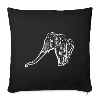 Elephant white - Sofa pillowcase 17,3'' x 17,3'' (45 x 45 cm) - black - Front