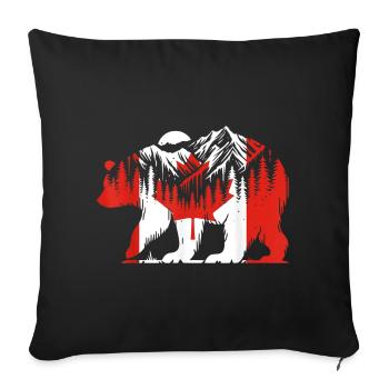 Ours polaire Drapeau canadien Feuille d’érable Fête du Canada - Housse de coussin décorative 45 x 45 cm - noir - Devant