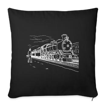 Train Lover Drawing - Sofa pillowcase 17,3'' x 17,3'' (45 x 45 cm) - black - Front