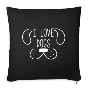 chien, j'aime mon chien, dog - Housse de coussin décorative 45 x 45 cm - noir - Devant