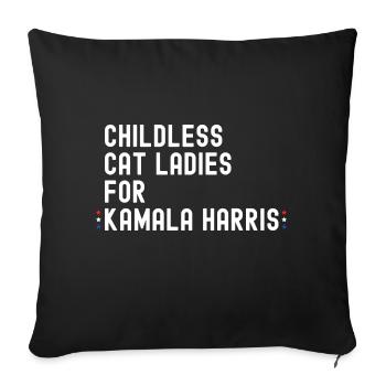 Childless Cat Ladies for Kamala Harris 2024 - - Sofa pillowcase 17,3'' x 17,3'' (45 x 45 cm) - black - Front
