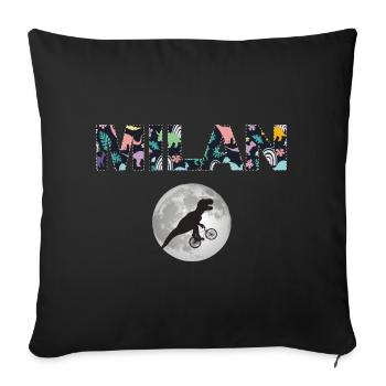 MILAN - Schöner Jungen Name mit Dinosaurier - Sofakissenbezug 45 x 45 cm - Schwarz - Vorne