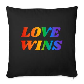 Liebe gewinnt LGBT Regenbogen Text - Sofakissenbezug 45 x 45 cm - Schwarz - Vorne