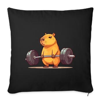 Kreuzheben Capybara Lustiger Fitness Capy Liebhaber - Sofakissenbezug 45 x 45 cm - Schwarz - Vorne