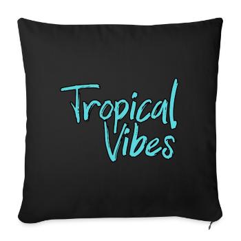 vacances d'été, sous les tropiques, bonnes ondes - Housse de coussin décorative 45 x 45 cm - noir - Devant