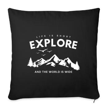 Explore Adventure Zitat - Sofakissenbezug 45 x 45 cm - Schwarz - Vorne