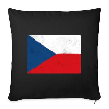 Drapeau de la République tchèque – Fierté nationale - Housse de coussin décorative 45 x 45 cm - noir - Devant