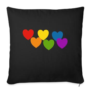 Rainbow hearts Pride - Sofa pillowcase 17,3'' x 17,3'' (45 x 45 cm) - black - Front