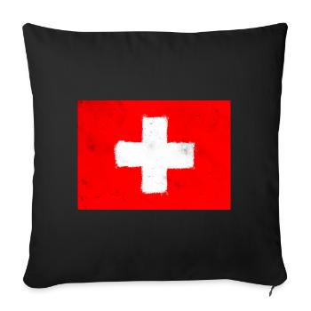 Drapeau de la Suisse - Housse de coussin décorative 45 x 45 cm - noir - Devant
