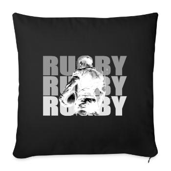 Rugby-Spieler in kontrastierender Silhouette - Sofakissenbezug 45 x 45 cm - Schwarz - Vorne