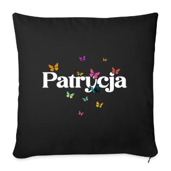 Beau prénom de fille avec des papillons PATRYCJA - Housse de coussin décorative 45 x 45 cm - noir - Devant
