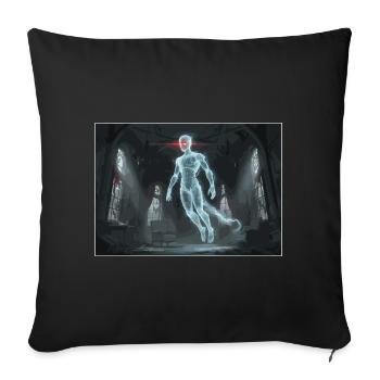 Digital ghost in the haunted house - Sofa pillowcase 17,3'' x 17,3'' (45 x 45 cm) - black - Front