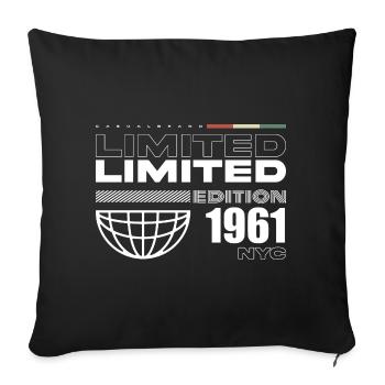 Né(e) en 1961 Date de naissance 1961 - 64 ans Rétro - Housse de coussin décorative 45 x 45 cm - noir - Devant