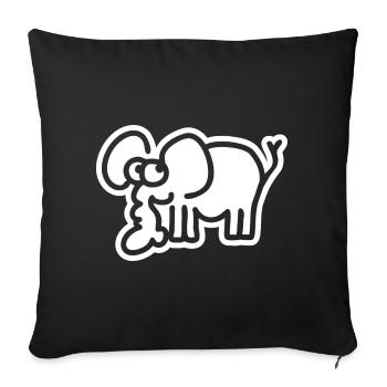 Petit éléphant - Motif d’animal de bande dessinée safari mignon - Housse de coussin décorative 45 x 45 cm - noir - Devant