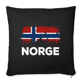 Norge - Drapeau de la Norvège - Cadeau Nature des Fêtes - Housse de coussin décorative 45 x 45 cm - noir - Devant