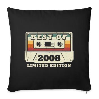 Anniversaire rétro vintage 2008 Vintage Born Retro - Housse de coussin décorative 45 x 45 cm - noir - Devant